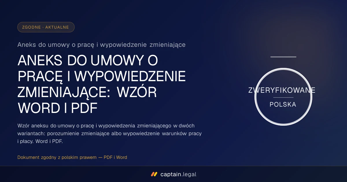 Aneks do umowy o pracę i wypowiedzenie zmieniające