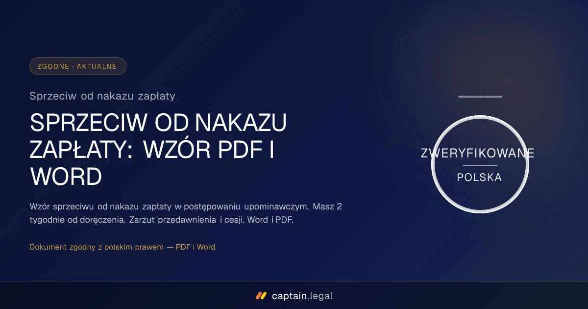 Sprzeciw od nakazu zapłaty