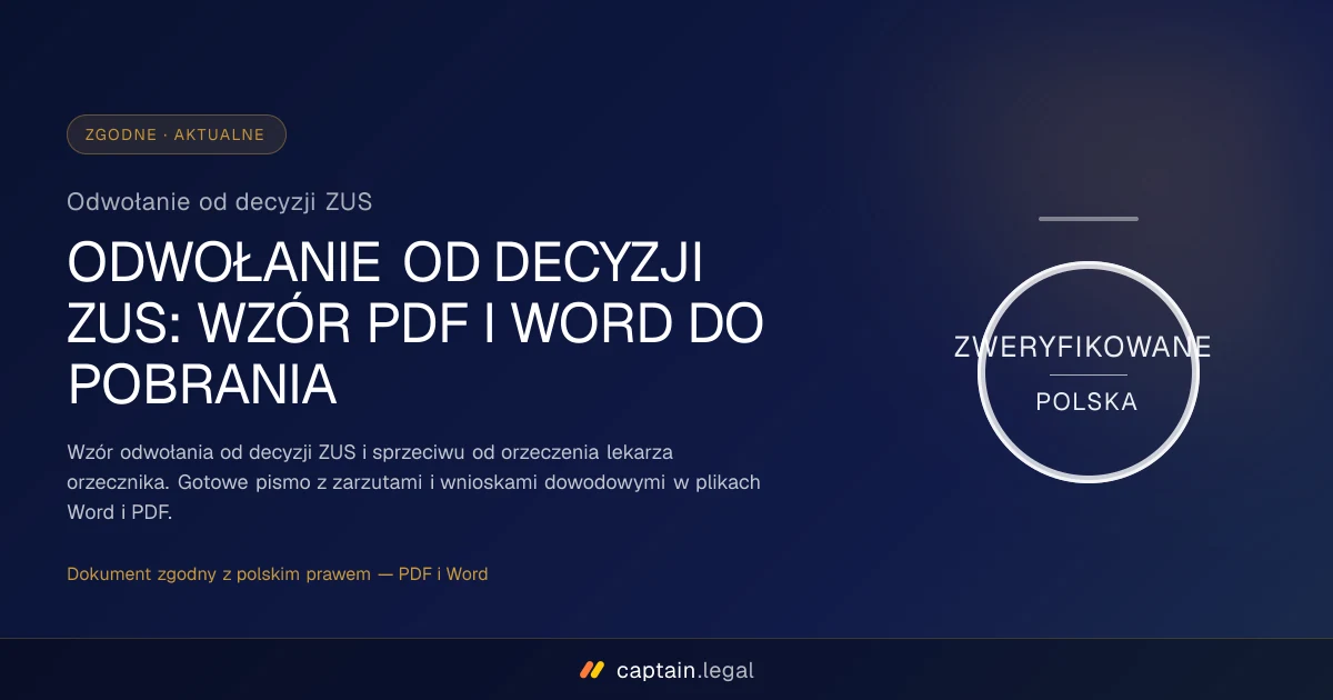 Odwołanie od decyzji ZUS