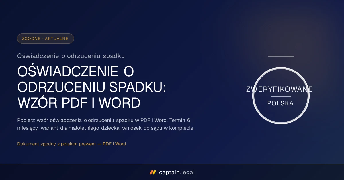 Oświadczenie o odrzuceniu spadku