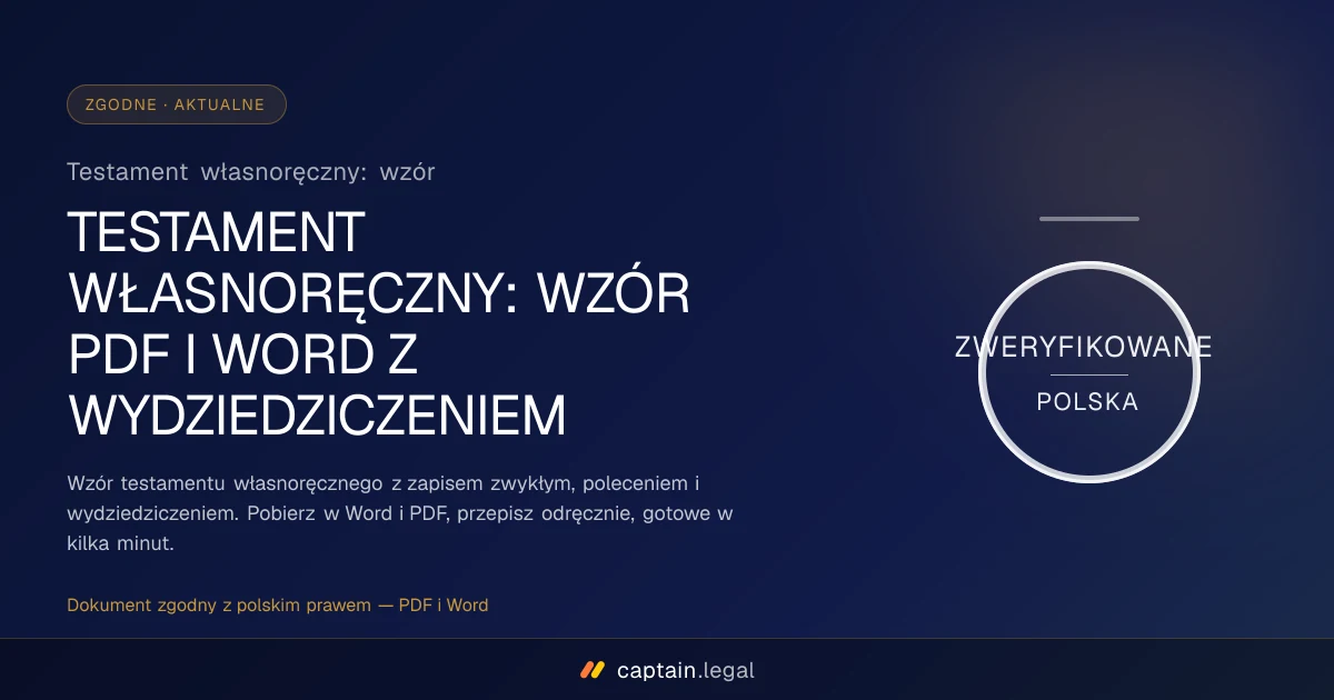 Testament własnoręczny: wzór