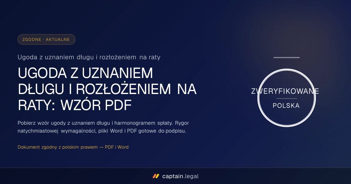 Ugoda z uznaniem długu i rozłożeniem na raty