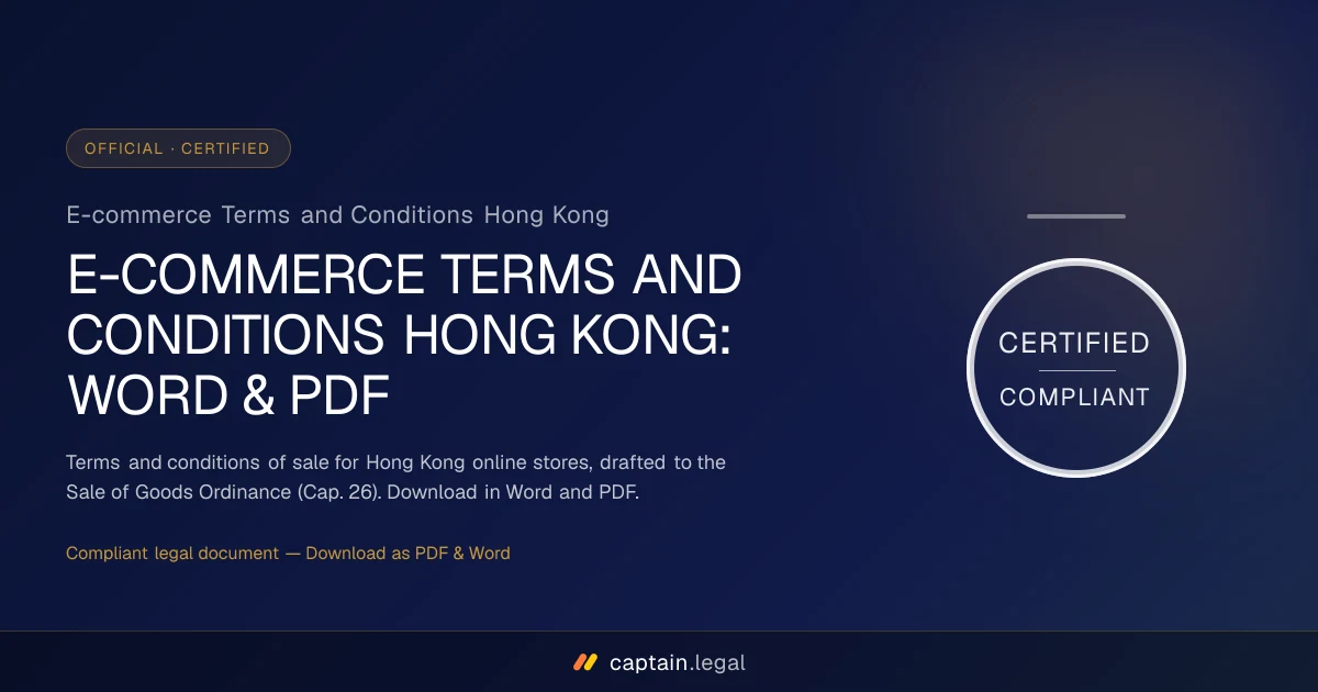 E-commerce Terms and Conditions Hong Kong