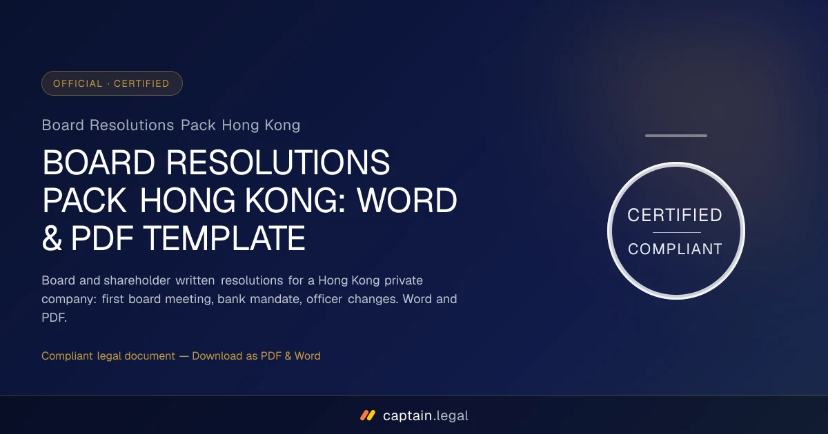 Board Resolutions Pack Hong Kong