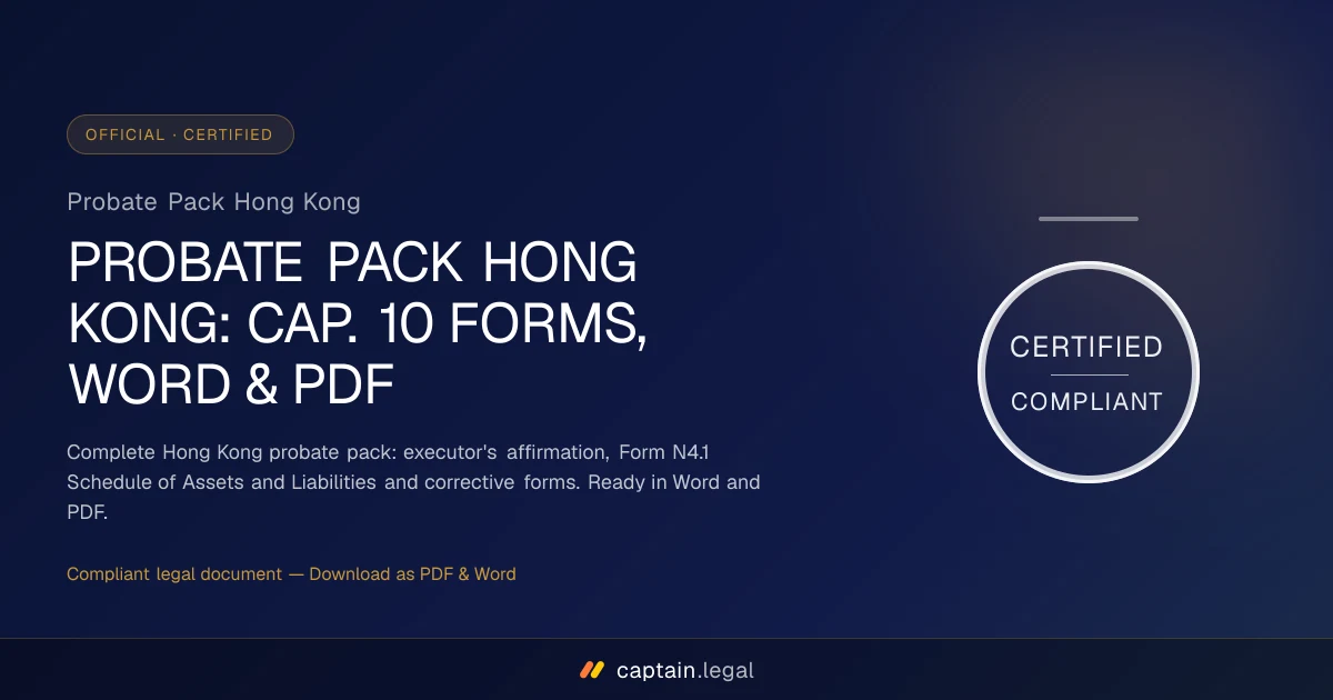 Probate Pack Hong Kong