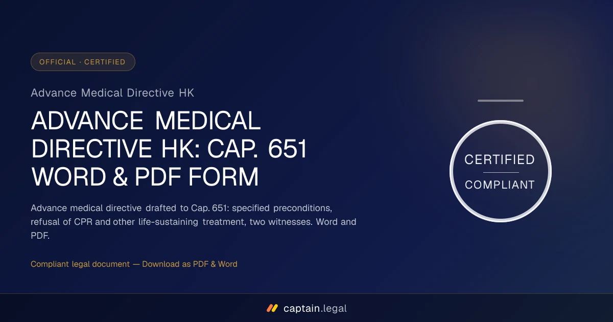Advance Medical Directive HK