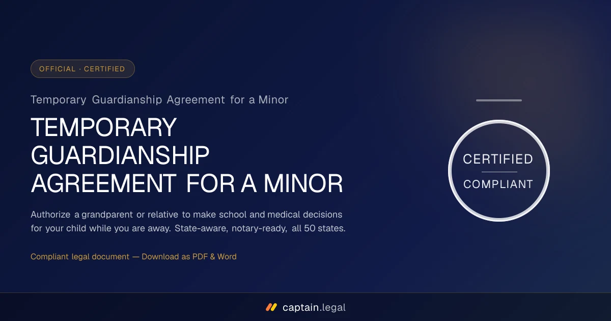 Temporary Guardianship Agreement for a Minor