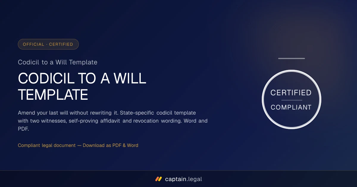 Codicil to a Will Template