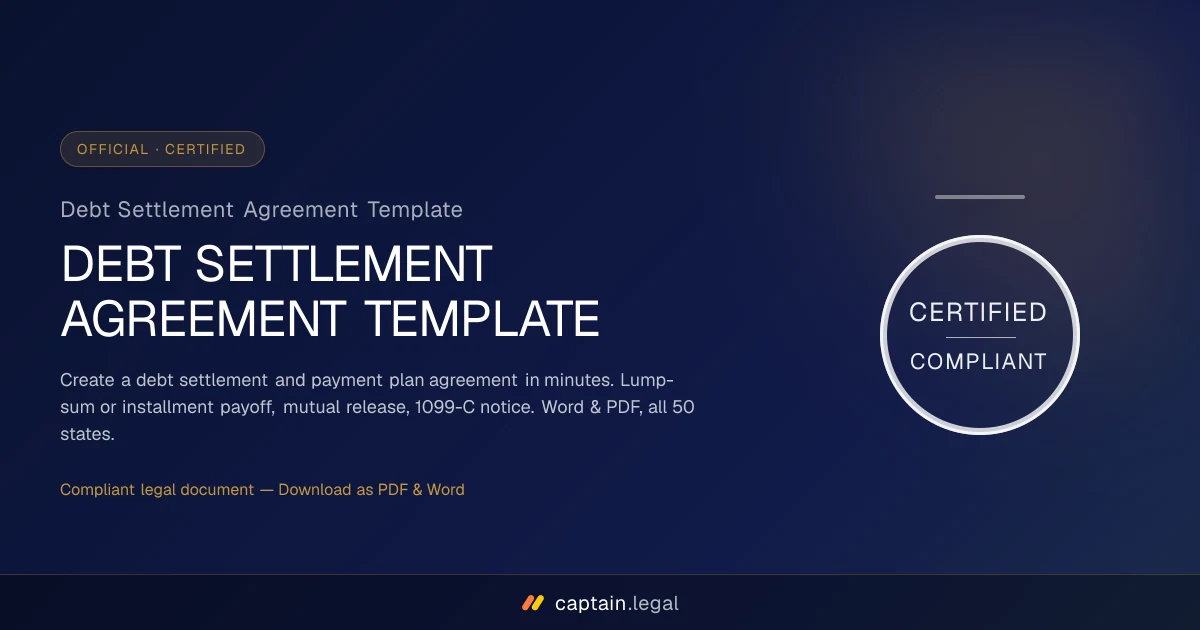 Debt Settlement Agreement Template