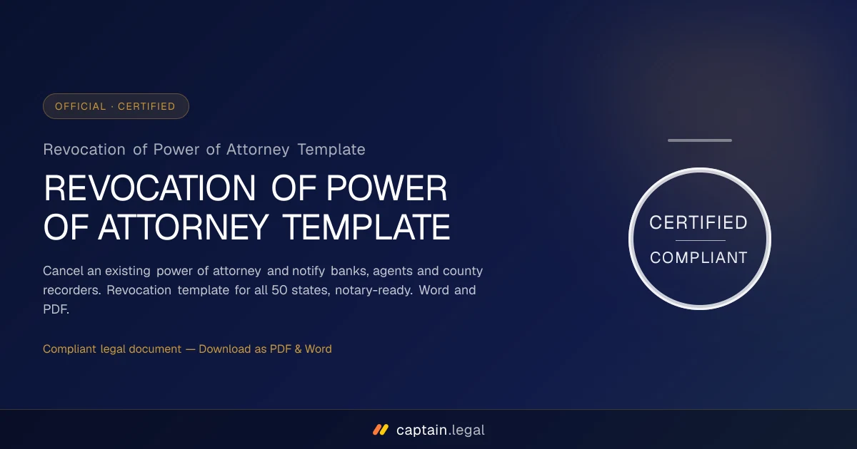 Revocation of Power of Attorney Template