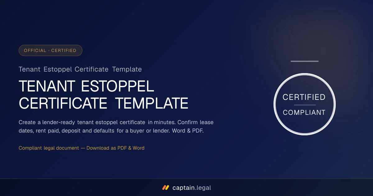 Tenant Estoppel Certificate Template