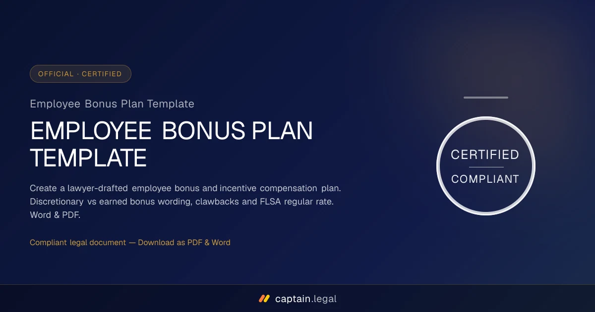 Employee Bonus Plan Template