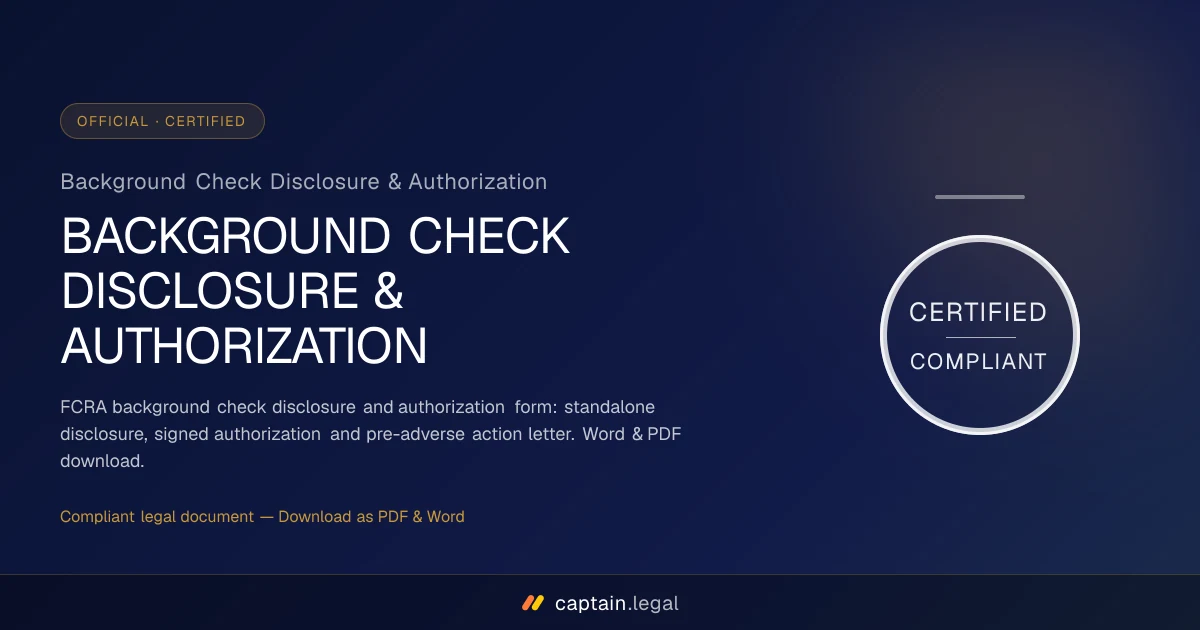 Background Check Disclosure & Authorization