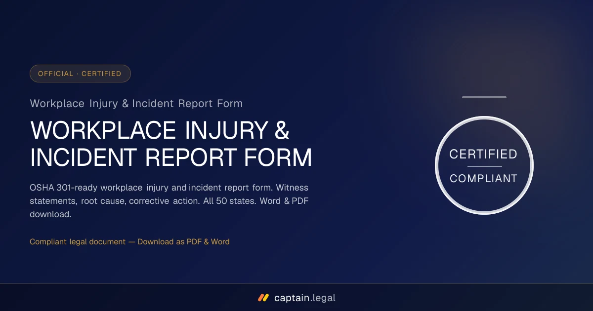 Workplace Injury & Incident Report Form