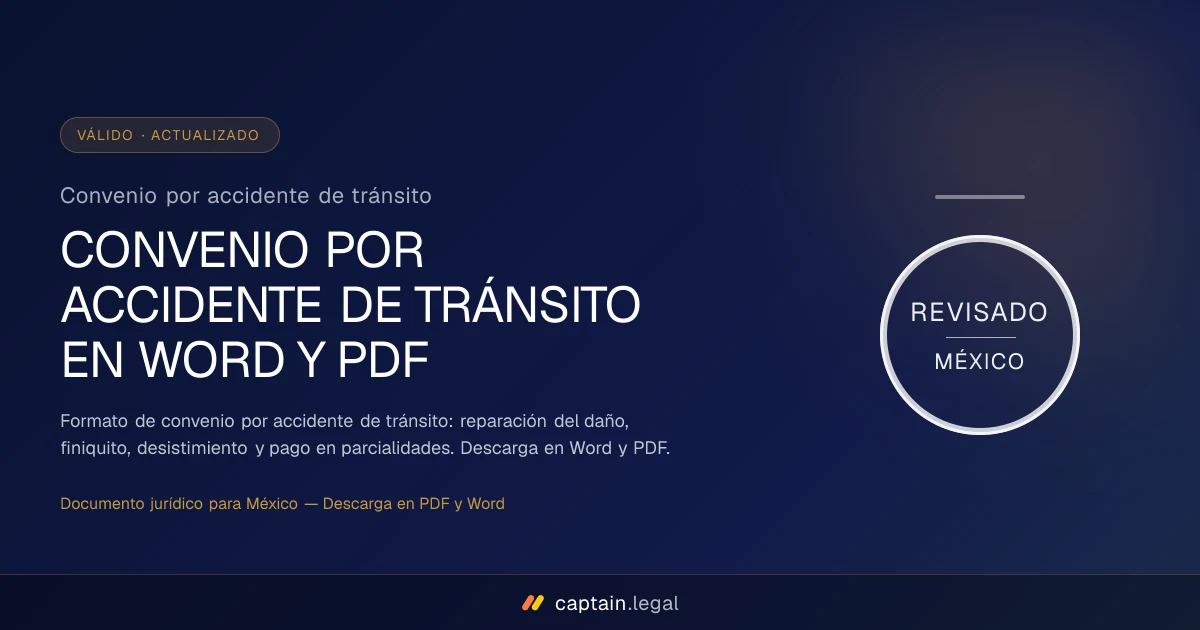 Convenio por accidente de tránsito