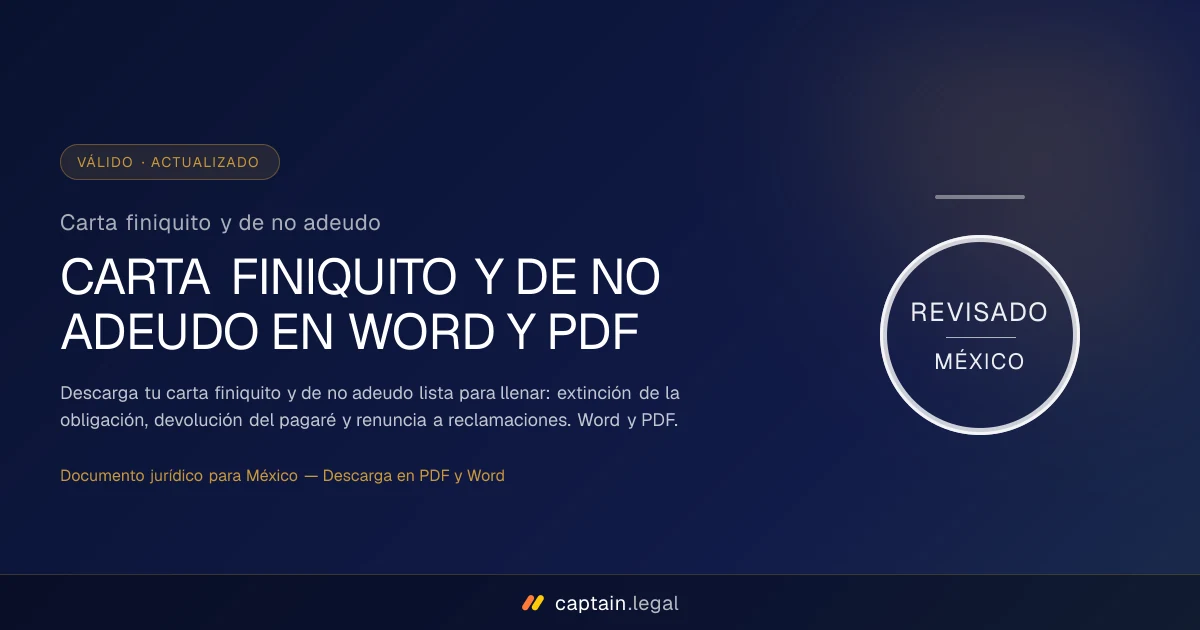 Carta finiquito y de no adeudo