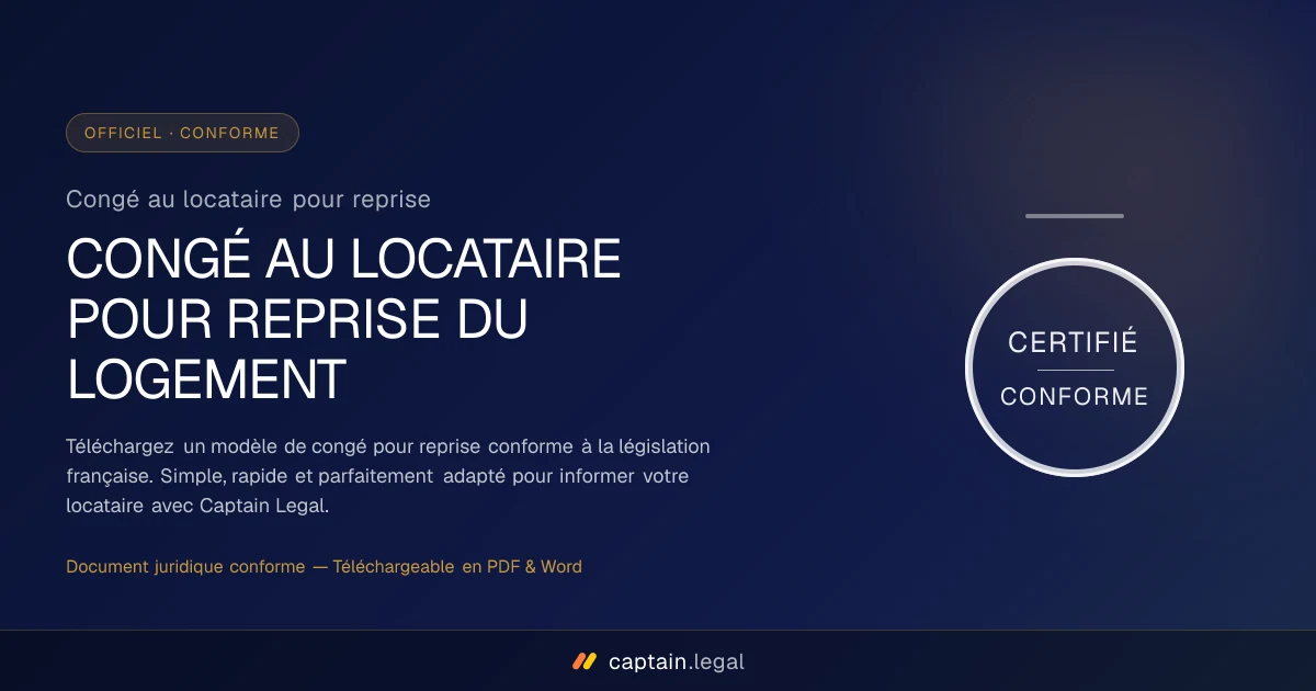 Congé au locataire pour reprise