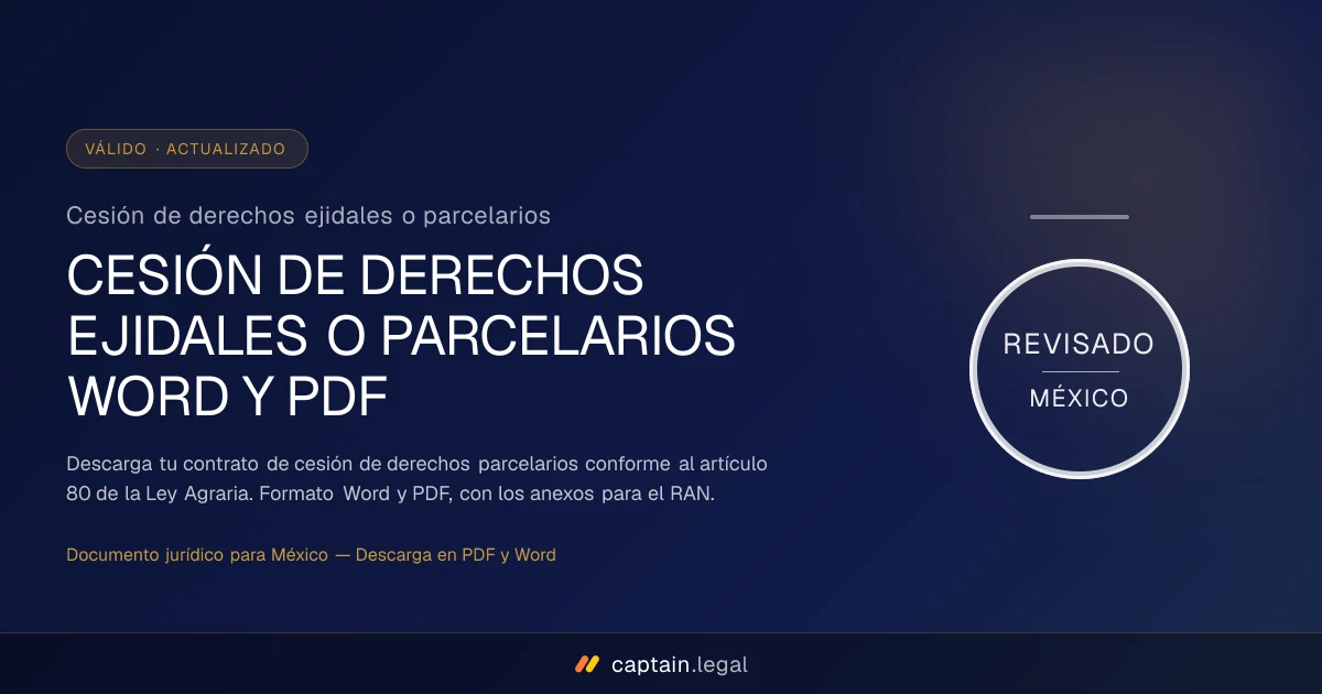 Cesión de derechos ejidales o parcelarios