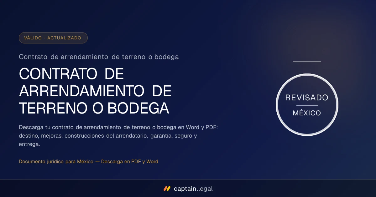 Contrato de arrendamiento de terreno o bodega