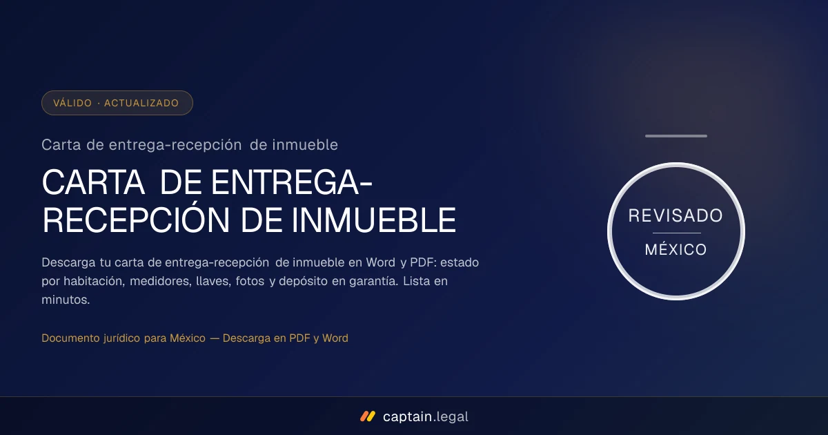 Carta de entrega-recepción de inmueble
