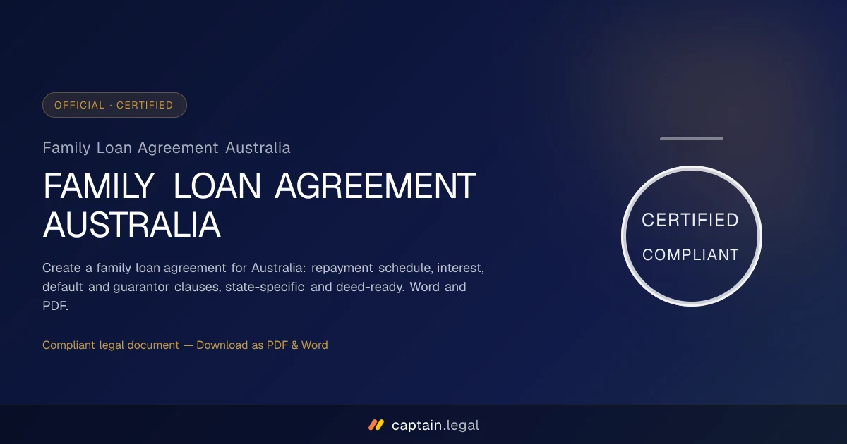 Family Loan Agreement Australia