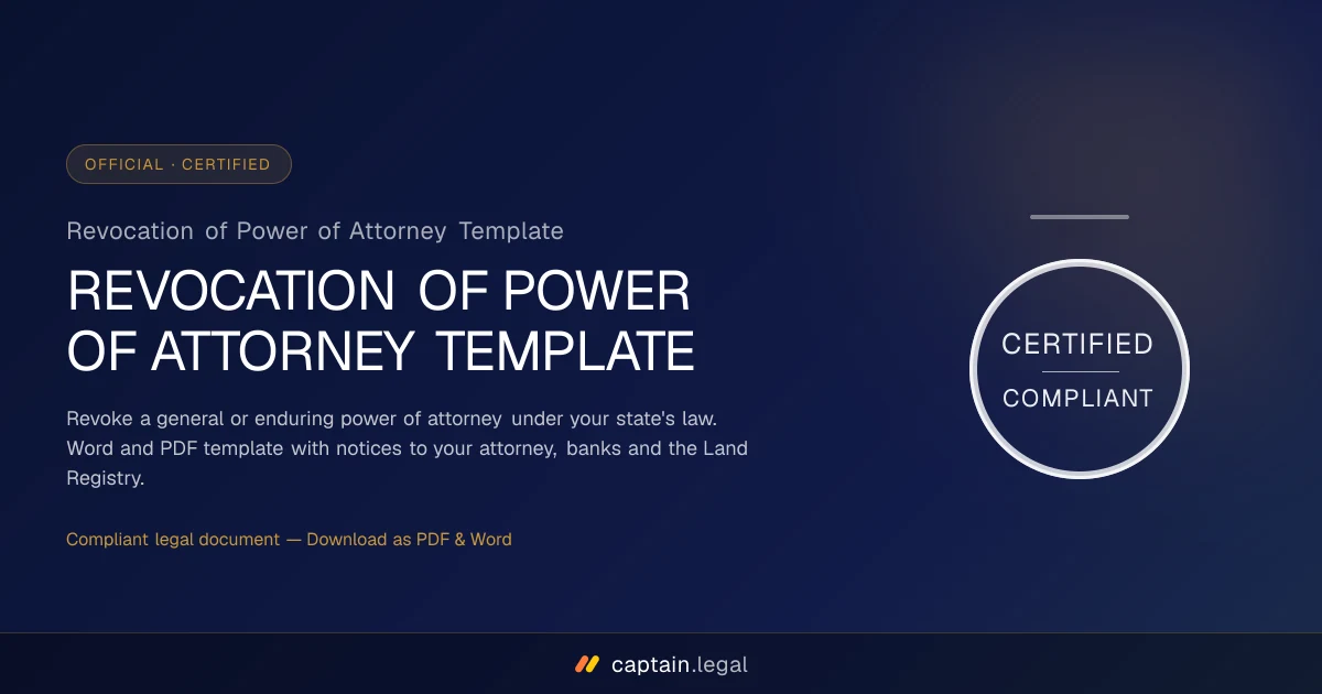 Revocation of Power of Attorney Template
