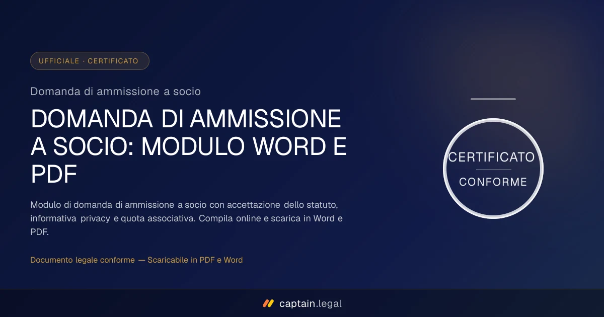 Domanda di ammissione a socio