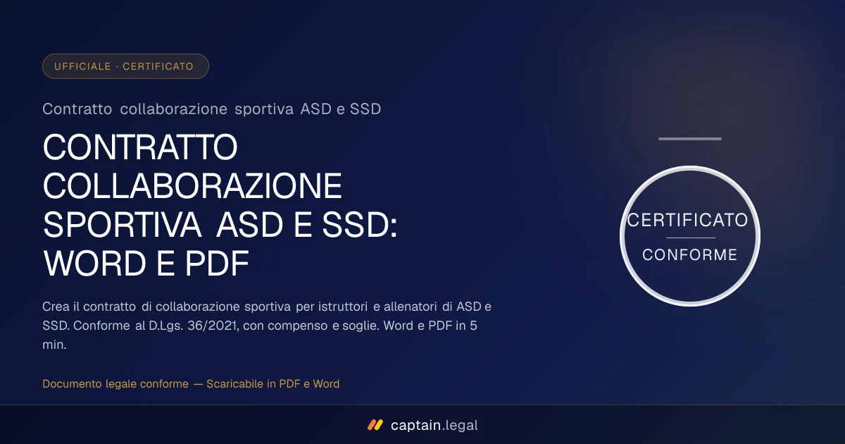 Contratto collaborazione sportiva ASD e SSD