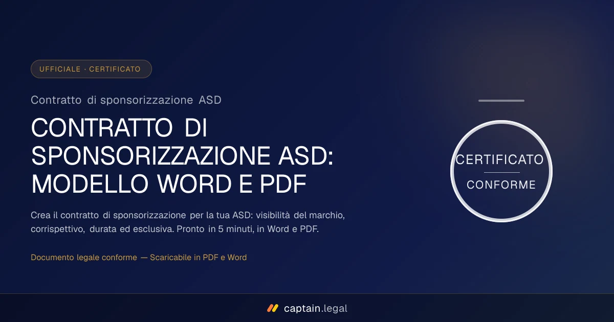 Contratto di sponsorizzazione ASD