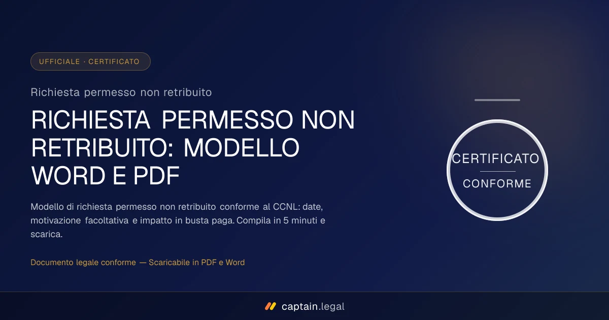Richiesta permesso non retribuito