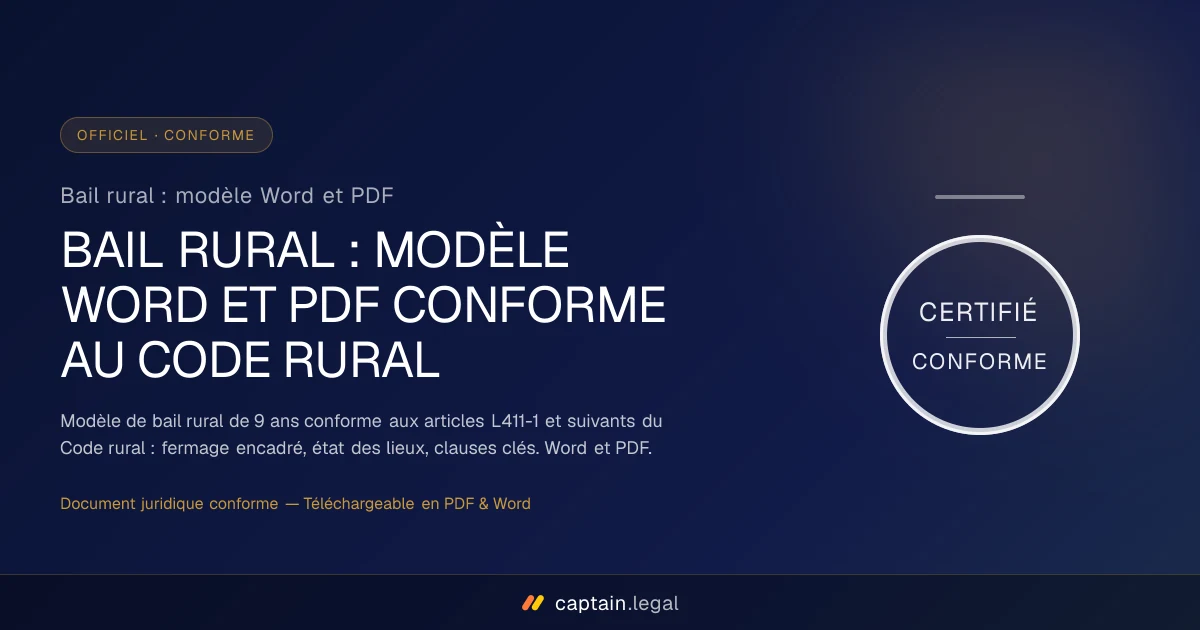 Bail rural : modèle Word et PDF