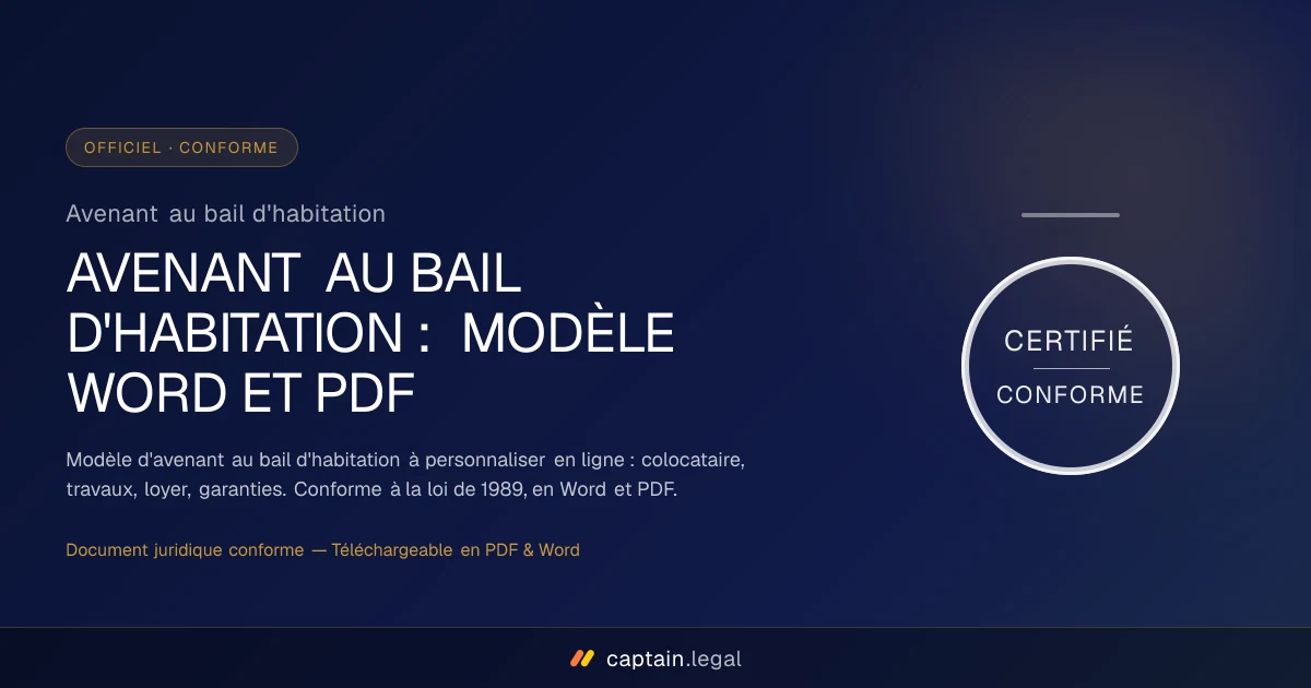 Avenant au bail d'habitation