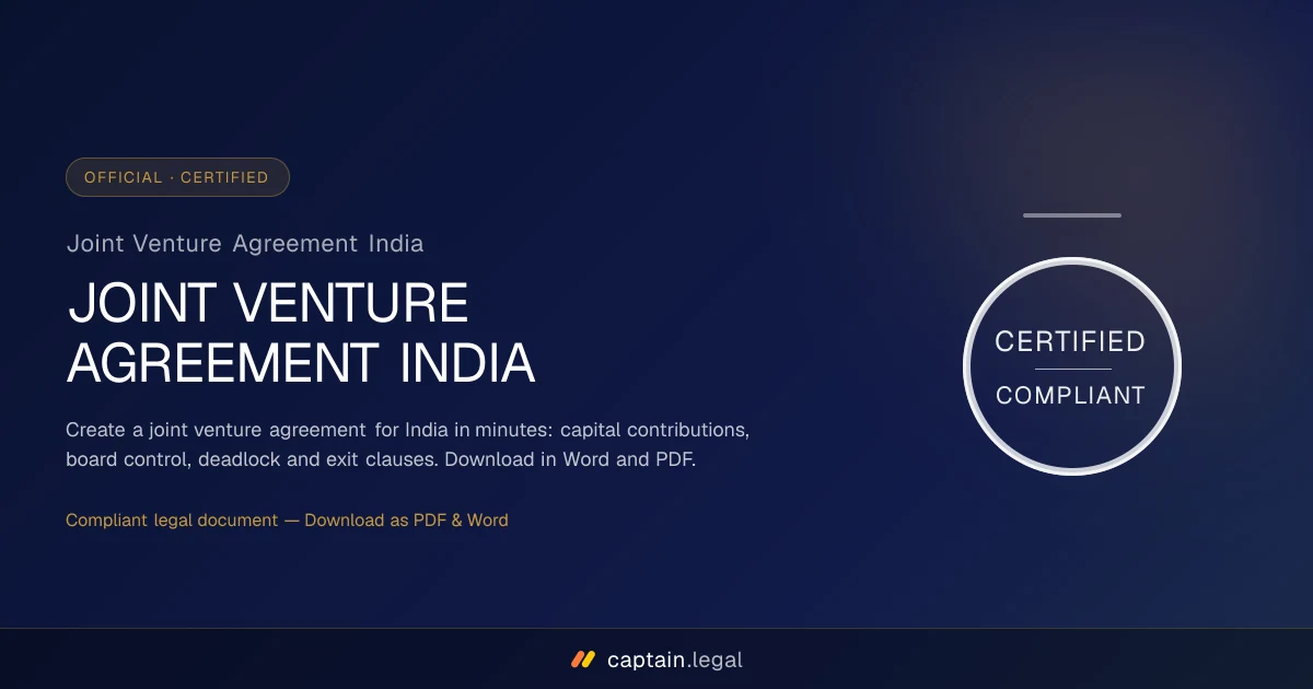 Joint Venture Agreement India
