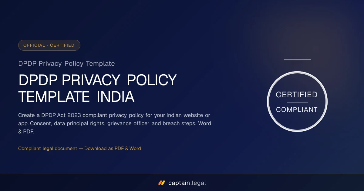 DPDP Privacy Policy Template
