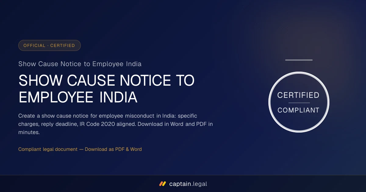 Show Cause Notice to Employee India