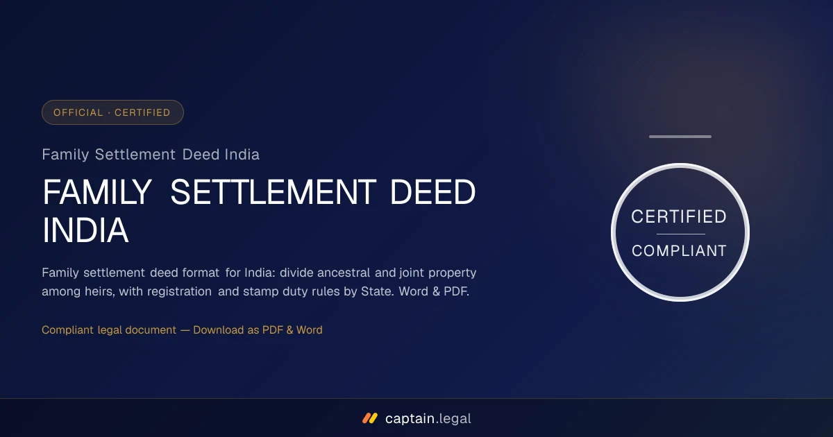 Family Settlement Deed India