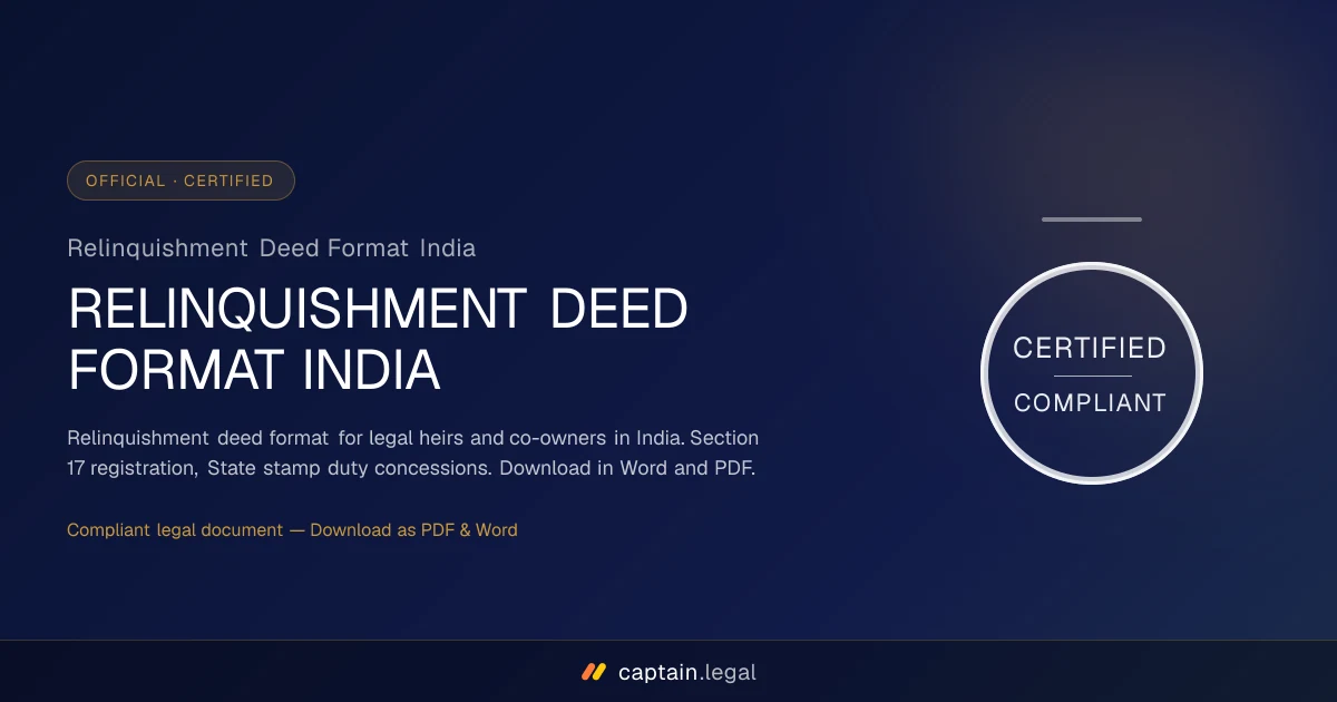 Relinquishment Deed Format India