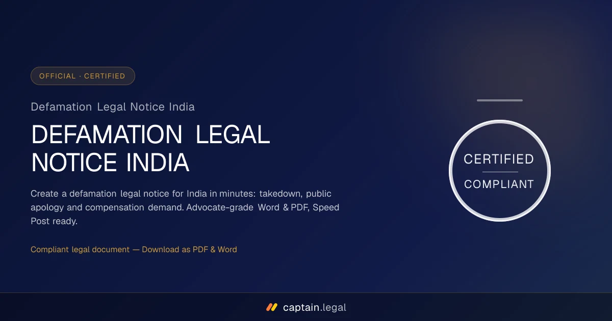 Defamation Legal Notice India