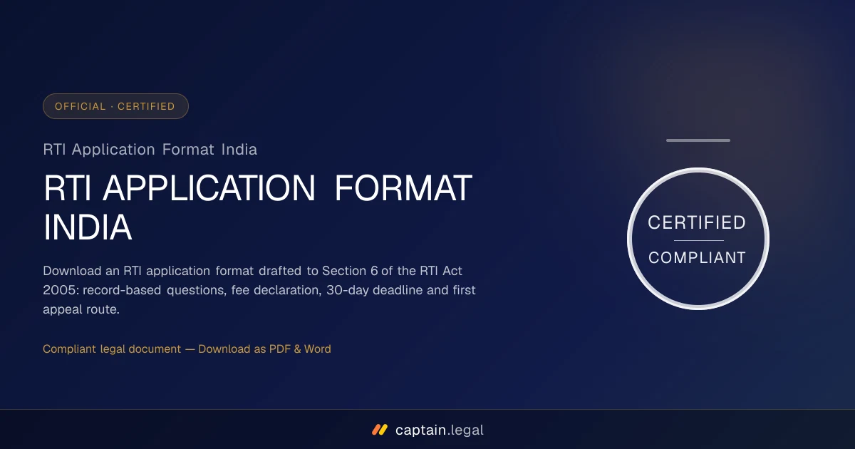 RTI Application Format India