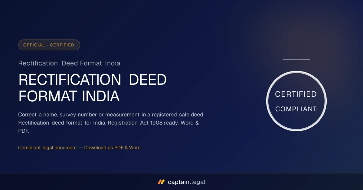 Rectification Deed Format India