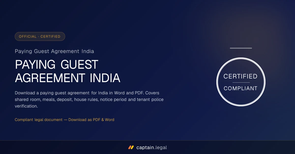 Paying Guest Agreement India