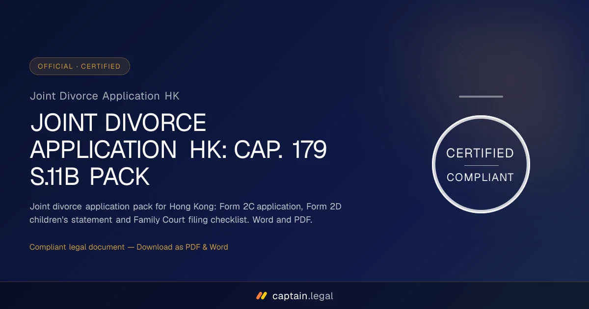 Joint Divorce Application HK