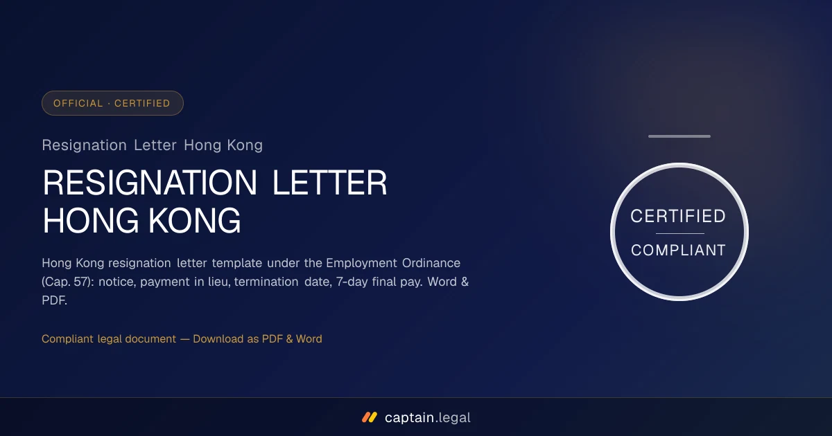 Resignation Letter Hong Kong