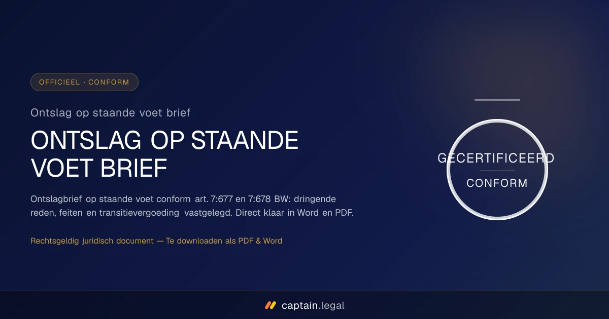Ontslag op staande voet brief