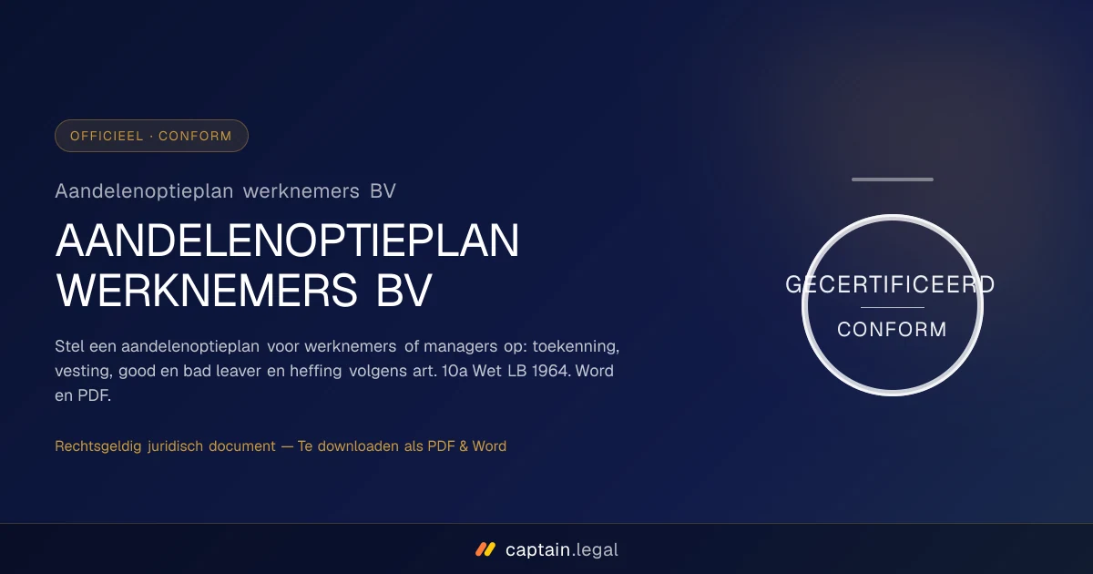 Aandelenoptieplan werknemers BV