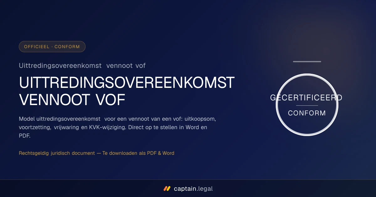 Uittredingsovereenkomst vennoot vof