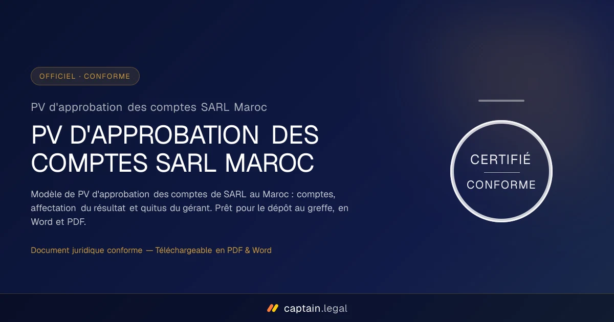 PV d'approbation des comptes SARL Maroc
