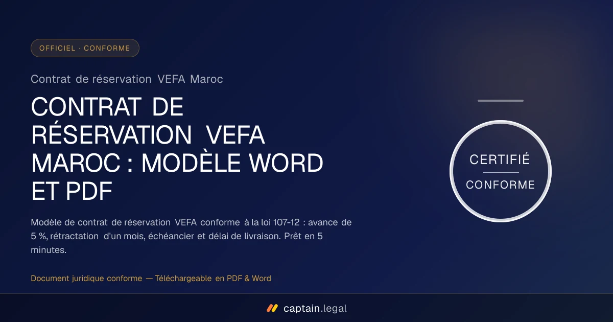 Contrat de réservation VEFA Maroc