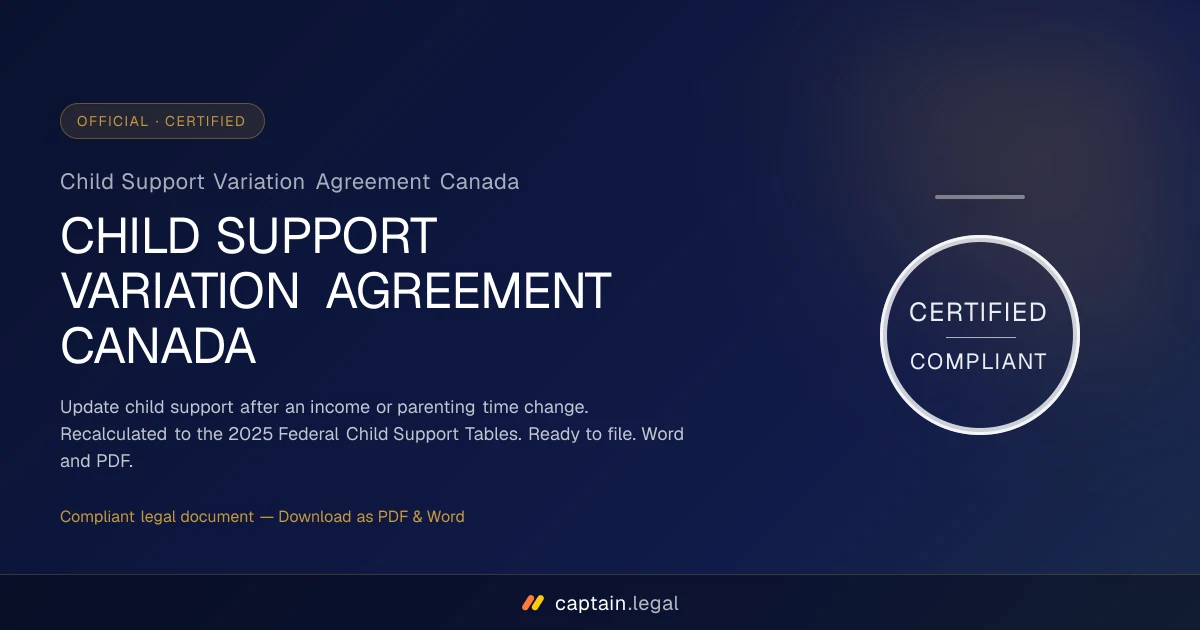 Child Support Variation Agreement Canada