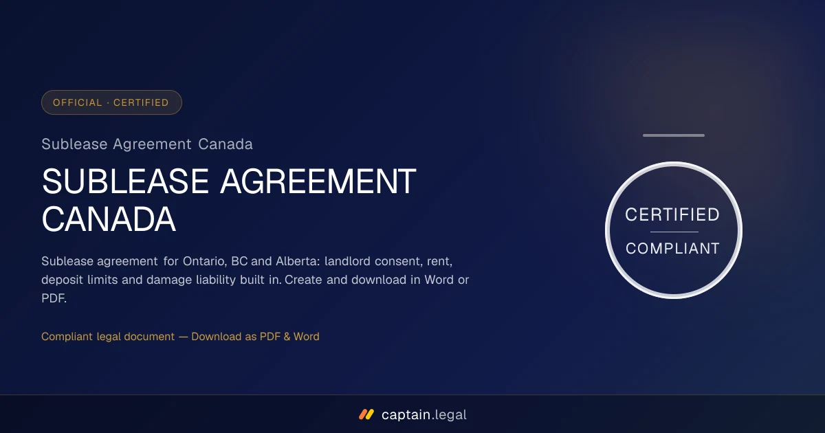 Sublease Agreement Canada